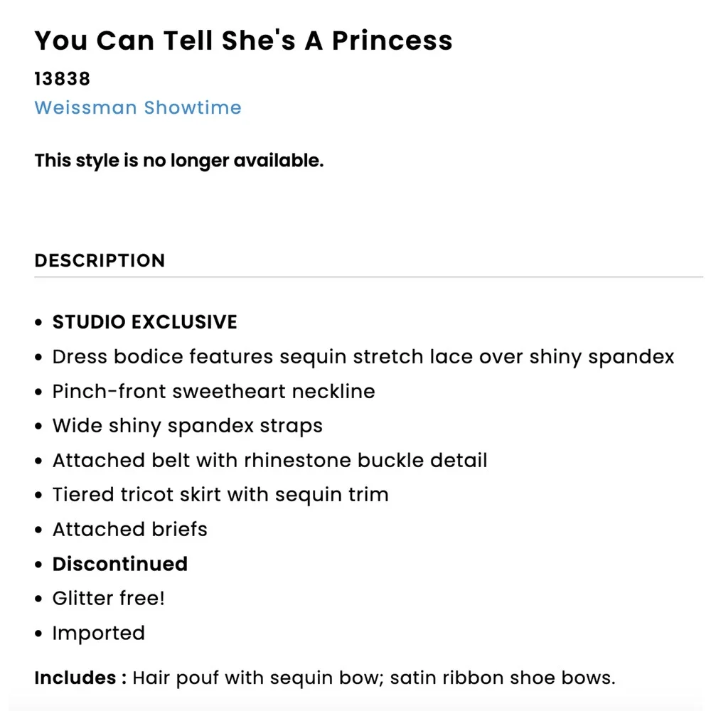 Weissman Showtime You Can Tell She's a Princess NavyGold Sequin Tutu Costume XXL